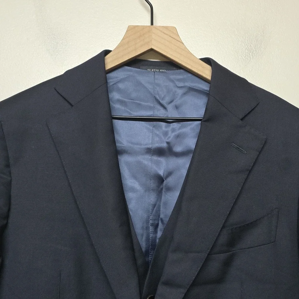 SuitSupply‎ La Spalla Navy Wool Blazer Sport Coat 2 Piece 40R Vitale Barberis
